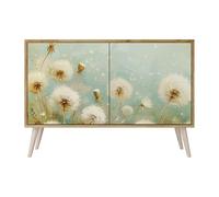 SPACEREBELS Cassettiera Moderna 111x57,3x42 Comò con immagini stampate Comodino con ripiani Design Contemporaneo mobili soggiorno 2 Ante motivo naturale fiori foglie