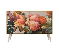 SPACEREBELS Cassettiera Moderna 111x57,3x42 Comò con immagini stampate Comodino con ripiani Design Contemporaneo mobili soggiorno 2 Ante motivo naturale fiori foglie