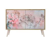 SPACEREBELS Cassettiera Moderna 111x57,3x42 Comò con immagini stampate Comodino con ripiani Design Contemporaneo mobili soggiorno 2 Ante motivo naturale fiori foglie