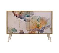 SPACEREBELS Cassettiera Moderna 111x57,3x42 Comò con immagini stampate Comodino con ripiani Design Contemporaneo mobili soggiorno 2 Ante motivo naturale fiori foglie