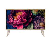 SPACEREBELS Cassettiera Moderna 111x57,3x42 Comò con immagini stampate Comodino con ripiani Design Contemporaneo mobili soggiorno 2 Ante motivo naturale fiori foglie