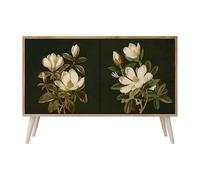 SPACEREBELS Cassettiera Moderna 111x57,3x42 Comò con immagini stampate Comodino con ripiani Design Contemporaneo mobili soggiorno 2 Ante motivo naturale fiori foglie