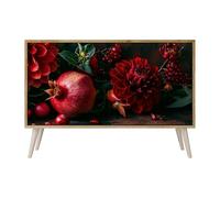 SPACEREBELS Cassettiera Moderna 111x57,3x42 Comò con immagini stampate Comodino con ripiani Design Contemporaneo mobili soggiorno 2 Ante motivo naturale fiori foglie