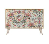 SPACEREBELS Cassettiera Moderna 111x57,3x42 Comò con immagini stampate Comodino con ripiani Design Contemporaneo mobili soggiorno 2 Ante motivo naturale fiori foglie