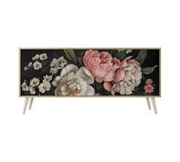 SPACEREBELS Cassettiera Moderna 164,5x57,5x42 Comò con immagini stampate Comodino con ripiani Design Contemporaneo mobili soggiorno 3 Ante motivo naturale fiori foglie