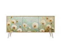 SPACEREBELS Cassettiera Moderna 164,5x57,5x42 Comò con immagini stampate Comodino con ripiani Design Contemporaneo mobili soggiorno 3 Ante motivo naturale fiori foglie