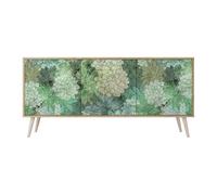 SPACEREBELS Cassettiera Moderna 164,5x57,5x42 Comò con immagini stampate Comodino con ripiani Design Contemporaneo mobili soggiorno 3 Ante motivo naturale fiori foglie