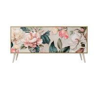 SPACEREBELS Cassettiera Moderna 164,5x57,5x42 Comò con immagini stampate Comodino con ripiani Design Contemporaneo mobili soggiorno 3 Ante motivo naturale fiori foglie
