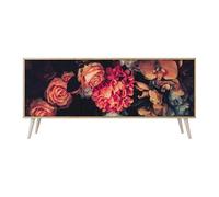 SPACEREBELS Cassettiera Moderna 164,5x57,5x42 Comò con immagini stampate Comodino con ripiani Design Contemporaneo mobili soggiorno 3 Ante motivo naturale fiori foglie