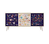 SPACEREBELS Cassettiera Moderna 164,5x57,5x42 Comò con immagini stampate Comodino con ripiani Design Contemporaneo mobili soggiorno 3 Ante motivo naturale fiori foglie