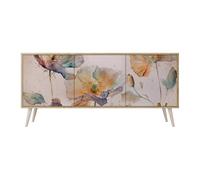 SPACEREBELS Cassettiera Moderna 164,5x57,5x42 Comò con immagini stampate Comodino con ripiani Design Contemporaneo mobili soggiorno 3 Ante motivo naturale fiori foglie