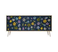 SPACEREBELS Cassettiera Moderna 164,5x57,5x42 Comò con immagini stampate Comodino con ripiani Design Contemporaneo mobili soggiorno 3 Ante motivo naturale fiori foglie