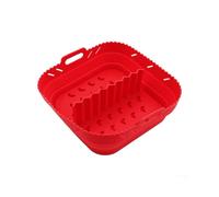 Spacesaving, foldable silicone air fryer mat with divider for easy cooking (red) Ref: 9903