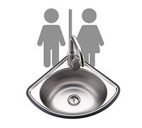 SpaceSaving Stainless Steel Corner WallMounted Bathroom Sink Compact Floating Wash Basin Modern Design (Silver Size: A 34 x 34 cm)