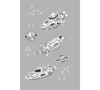 Spaceship Adventures Light Grey Notebook: Sketch-like Cosmic Spaceships for Inspiring Creative Writing, Daily Notes and Imaginative Thoughts, Space Themed Notebook For Kids And Adults