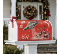 Spaceship - Coperture magnetiche per cassetta postale, motivo: renna, vintage, idea regalo di Natale, protezione per cassetta postale, decorazione per giardino, patio, 45 x 53 cm