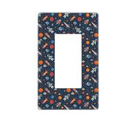 Spaceships And Stars In Outer Space Wall Plate Covers, 1 Gang Piastre da parete senza viti Dimensioni standard 11,7 x 7,1 cm, copertura decorativa per interruttore della luce, in policarbonato