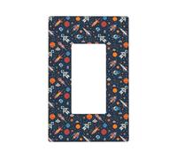 Spaceships And Stars In Outer Space Wall Plate Covers, 1 Gang Wall Plates Mid-Size 5 "x 7.6 ", copertura decorativa per interruttore della luce, in policarbonato termoplastico
