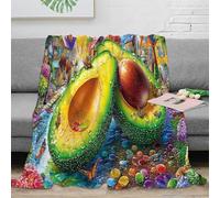 SPACESK Avocado Village Coperta Di Flanella Microfibra Morbido Durevole E Caldo 3D Stampa Coperte Letto Per Adulti Adolescenti Bambini 80x90inch(200x230cm)