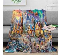 SPACESK Christmas Village Coperta Di Letto 3D Flabella Peluche Letto Divano Coperte Da Viaggio Per Bambini Adolescenti Adulti 40x50inch(100x130cm)