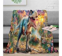 SPACESK Dino Village Coperta Di Flanella 3D in Velluto Da Viaggio Super Morbida E Accogliente Ideale Per Bambini Adolescenti Adulti 70x80inch(180x200cm)
