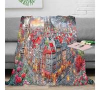 SPACESK Medieval Village Coperta Stampa 3D Coperta Soffice Microfibra Confortevole E Traspirante Aria Condizionata Divano Campeggio Per Adulti Bambini 60x80inch(150x200cm)