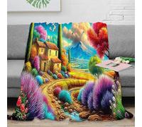 SPACESK Vibrant Village Con Stampa Coperta Di Flanella Microfibra Morbido Durevole E Caldo 3D Peluche Coperte Per Letto Divano Da Viaggio 80x90inch(200x230cm)