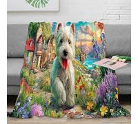 SPACESK Westie in Village Con Stampa Coperta in Di Stampata 3D E Accogliente Per Bambini Adolescenti Adulti Solida Per Letto E Divano Da Viaggio 40x50inch(100x130cm)