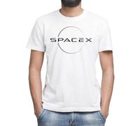 SpaceX Black Logo T-shirt Classica da Uomo Girocollo Maniche Corte 3X-Large