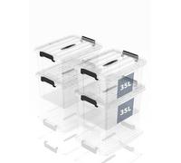 SpaceXpert Scatole Portaoggetti 35L, Contenitori in Plastica con Coperchio e Maniglia, Trasparente, Impilabile, Facile da Trasportare, per Casa, Ufficio e Garage, 35L, Set di 4