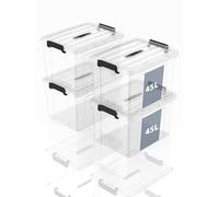 SpaceXpert Scatole Portaoggetti, Casse di stoccaggio 45L, Contenitori in Plastica con Coperchio e Maniglia, Trasparente, Impilabile, Facile da Trasportare, per Casa, Ufficio e Garage, 45L, Set di 4