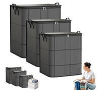 Spacious Moving Storage Bin Large Capacity Zippered Fabric Organizer for Bedding Clothes Foldable Blanket Storage Bags with Handles Dust-Proof Comforter Sweaters Winter Wardrobe (M+L+XL)
