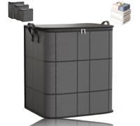Spacious Moving Storage Bin, Zippered Organizer for Quilts, Bedding & Sweaters, Large Capacity Fabric, Blanket Storage Bags with Zipper and Handles for Closet & Moving Day (L)