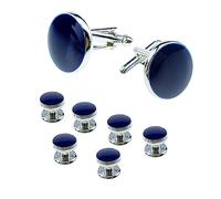 SpacMirrors, set di 8 gemelli e borchie da uomo, blu, per matrimonio, San Valentino, festival, compleanno, anniversario, regalo di laurea
