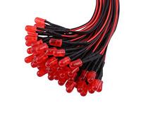 Spacnana 50 Pz 3mm 5mm 10mm Diodi LED Precablati Lente Diffusa Lente Smerigliata a Bagliore Morbido Luce Multicolori con Cavo Flessibile da 20 Cm per Illuminazione Hobby (Rosso(#1))