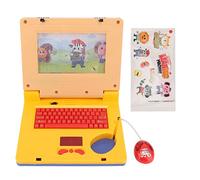 Spacnana Bambini Che Imparano Laptop, Giocattolo Educativo a LED con Musica Ed Effetti Sonori, Esperienza di Apprendimento Piacevole per Ragazzi e Ragazze (Mouse retrattile giallo)