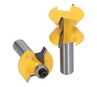 Spacnana Bit Router Groove della Lingua, 2 Pcs Rooter Rooter Router 120 ° Pale Legate Calore Ptfe Rivestimento Ptfe Manico Tempestivo, Trattamento per il Trattamento del Bordo