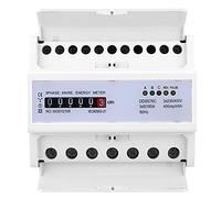 Spacnana Contatore di Energia Trifase a 4 Fili, 380 V CA, Wattmetro su Guida DIN con Custodia in ABS Ignifuga, Spie Luminose a LED, per Contatore di Impulsi Elettrici