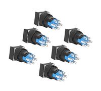 Spacnana Interruttore a Pulsante con Perno in Ottone Chiaro Interruttore di Alimentazione Autobloccante 16mm Quadrato 24V 5A Giallo per Pannelli di Controllo Attrezzature Riparazione Fai da Te