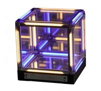 Spacnana Luminoso a Specchio Infinito 4D con Effetto Abisso, Lampada a LED a, Luce Notturna, Lampada D'ambiente per Sala Giochi con Controllo Touch, Dimmerabile, Batteria Ricaricabile