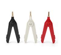 Spacnana P2004 3 Pinzette per Test a Coccodrillo in Rame Placcato Oro, Materiale ABS Isolato con Design a Denti di, per Test Kelvin per Batterie 32A 1000V