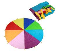 Spacnana Parachute, Kids Gioca Il Paracadute, Giocattolo Esterno per Interni Arcobaleno a più Colori con Tessuto Oxford per la Cooperazione di Squadra e Le attività Fisiche (3 Metri / 9,84 Piedi)