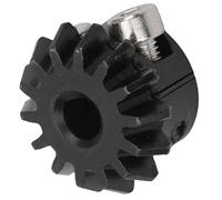 Spacnana Pignone in Acciaio Fuso, Tipo a Bloccaggio con Foro D da 6mm | Pignone conico a 14 denti, Mod. 1,5, per ingranaggio al a 28 denti, resiste a carichi d\'urto ripetitivi, bloccaggio senza