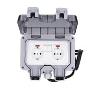 Spacnana Presa Elettrica Esterna Doppia IP66 16A con Coperchio Bloccabile e Indicatore LED per Giardino Garage Rasaerba