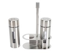 Spacnana Set Saliera e Pepiera in Acciaio Inossidabile con Finestra Trasparente e Supporto Base per, Ristorante, Casa (Taglia larga)