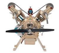 Spacnana V2 Kit di Assemblaggio del Motore a Cilindro, Lega di Alluminio | Modello in metallo costruibile da 217 pezzi, processo di fusione di precisione CNC, simulazione di strutture industriali,
