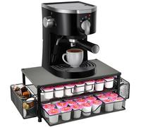 Spacrea Porta cialde di caffè, organizer per capsule Nespresso, porta cialde Nespresso, supporto per tazze K, con cassetto scorrevole a 2 ripiani