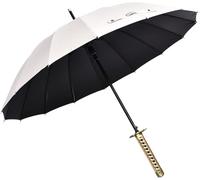 Spada da Samurai con Ombrello A Manico Lungo, Ombrello da Golf, Protezione dalla Pioggia E dal Sole E Antivento, Nervature in Fibra (16 Osso), Diametro 105 Cm / 41, Adatto per 1 O 2 P, White-b