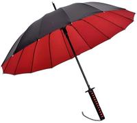 Spada da Samurai con Ombrello A Manico Lungo, Ombrello da Golf, Protezione dalla Pioggia E dal Sole E Antivento, Nervature in Fibra (16 Osso), Diametro 105 Cm / 41, Adatto per 1 O 2 P, Black