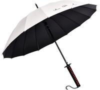 Spada da Samurai con Ombrello A Manico Lungo, Ombrello da Golf, Protezione dalla Pioggia E dal Sole E Antivento, Nervature in Fibra (16 Osso), Diametro 105 Cm / 41, Adatto per 1 O 2 P, White-c